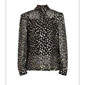 NWOT MILLE Charlotte Metallic Tie-Front Blouse SIZE S